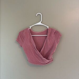 Elegant Mauve Wrap Crop Top